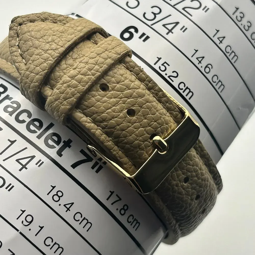 Dream Catcher Dial Gold Cream Leather Women’s Watch Working New Battery